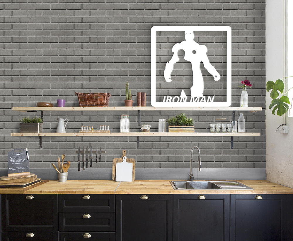 IRONMAN - Quadro moderno in pvc solido 48 x 48cm Colore: bianco