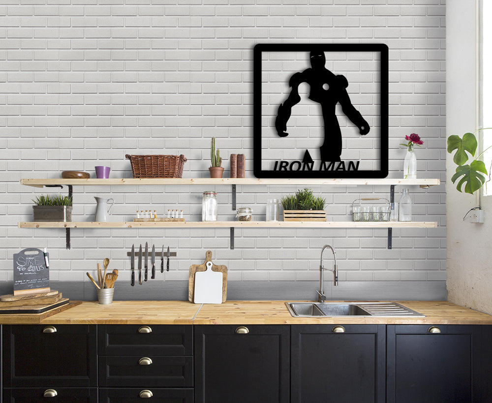 IRONMAN - Quadro moderno in pvc solido 48 x 48cm Colore: nero