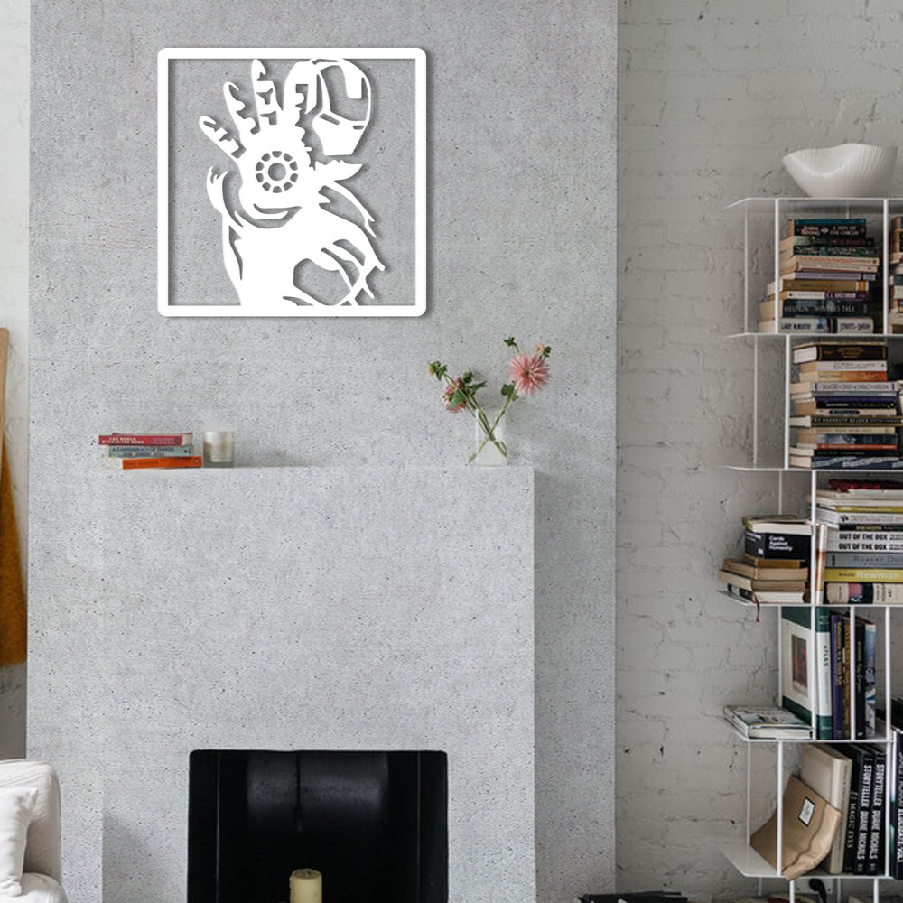 IRONMAN MANO - Quadro moderno in pvc solido 48 x 48cm Colore: bianco