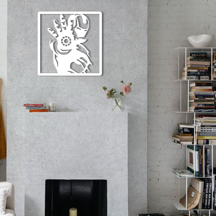 IRONMAN MANO - Quadro moderno in pvc solido 48 x 48cm Colore: bianco