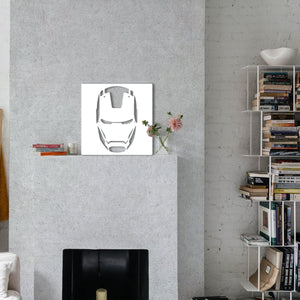 IRONMAN MASK- Quadro moderno in pvc solido 48 x 48cm Colore: bianco
