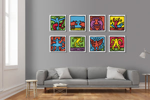 KEITH HARING - Kit 01- N.4 Tele 40x40cm su telaio in legno Misura: 40X40 cm cad.