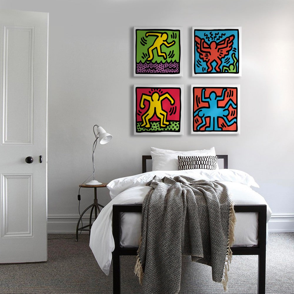 KEITH HARING - Kit 01- N.4 Tele 40x40cm su telaio in legno Misura: 40X40 cm cad.