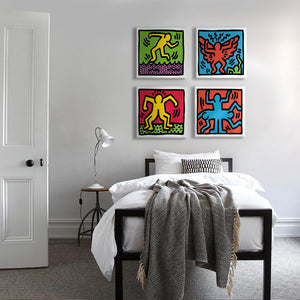 KEITH HARING - Kit 01- N.4 Tele 40x40cm su telaio in legno Misura: 40X40 cm cad.