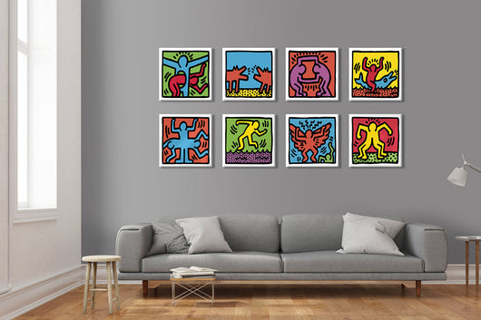 KEITH HARING - Kit 02 - N.4 Tele 40x40cm su telaio in legno Misura: 40X40 cm cad.