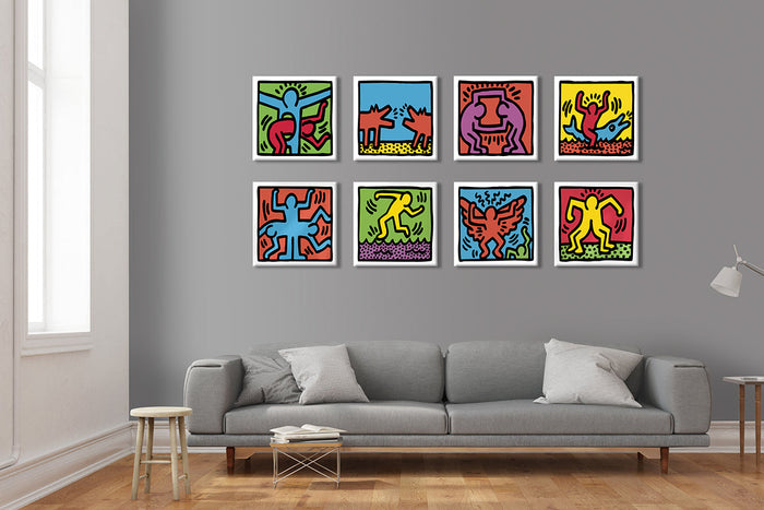 KEITH HARING - Kit 02 - N.4 Tele 40x40cm su telaio in legno Misura: 40X40 cm cad.