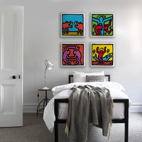 KEITH HARING - Kit 02 - N.4 Tele 40x40cm su telaio in legno Misura: 40X40 cm cad.