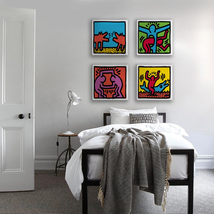 KEITH HARING - Kit 02 - N.4 Tele 40x40cm su telaio in legno Misura: 40X40 cm cad.