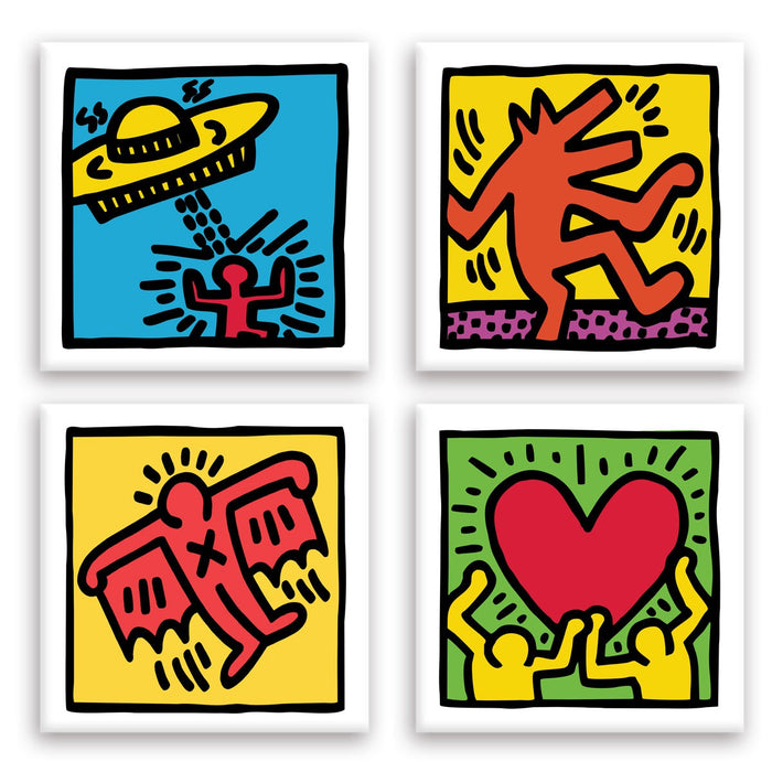 KEITH HARING - Kit 03 - N.4 Tele 40x40cm su telaio in legno Misura: 40X40 cm cad.