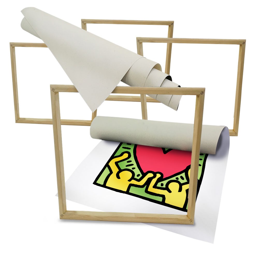 KEITH HARING - Kit 03 - N.4 Tele 40x40cm su telaio in legno Misura: 40X40 cm cad.