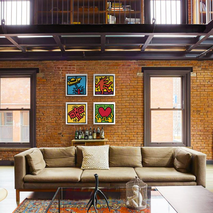 KEITH HARING - Kit 03 - N.4 Tele 40x40cm su telaio in legno Misura: 40X40 cm cad.