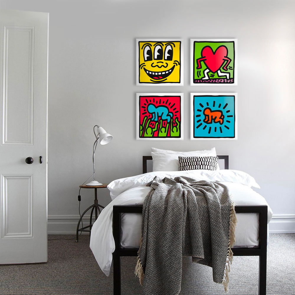 KEITH HARING - Kit 04 - N.4 Tele 40x40cm su telaio in legno Misura: 40X40 cm cad.