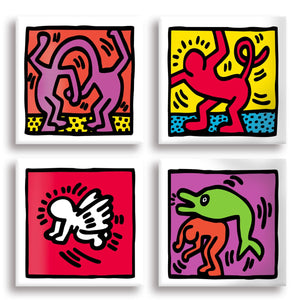 KEITH HARING - Kit 05 - N.4 Tele 40x40cm su telaio in legno Misura: 40X40 cm cad.