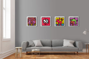 KEITH HARING - Kit 05 - N.4 Tele 40x40cm su telaio in legno Misura: 40X40 cm cad.