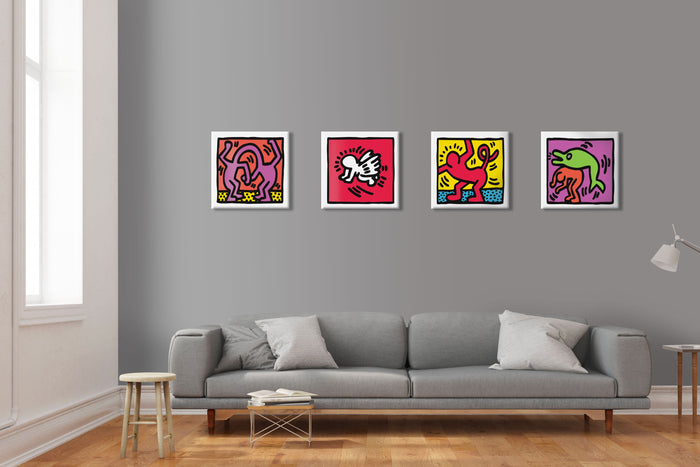 KEITH HARING - Kit 05 - N.4 Tele 40x40cm su telaio in legno Misura: 40X40 cm cad.