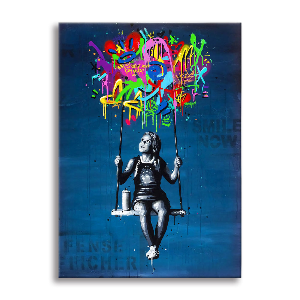 Kids Graffiti -  Quadro Canvas Contemporaneo su telaio in legno Misura: 70x100 cm