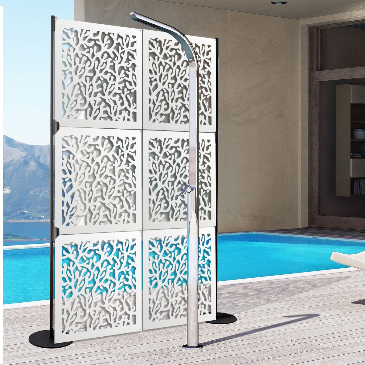 KORAL - Pannello in PVC traforato - Parasole Misura: 73x73 cm, Colore: bianco