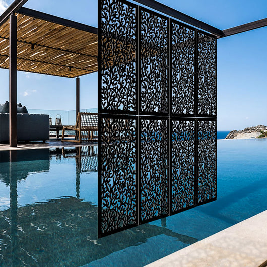 KORAL - Pannello in PVC traforato - Parasole Misura: 98x198 cm, Colore: nero