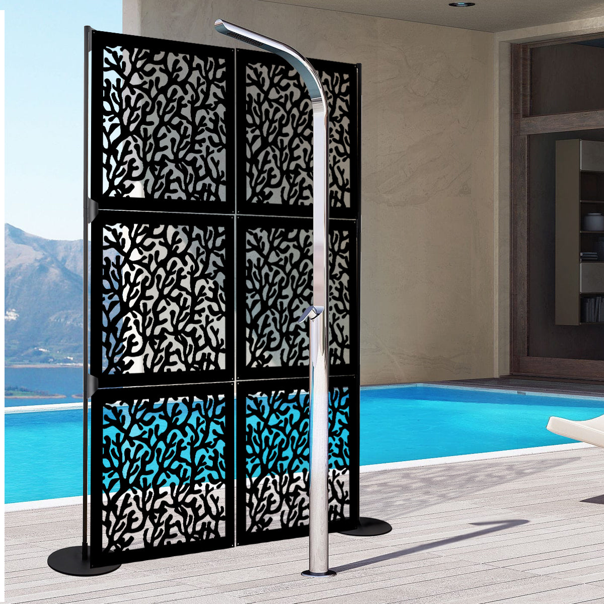 KORAL - Pannello in PVC traforato - Parasole Colore: nero, Misura: 98x98 cm