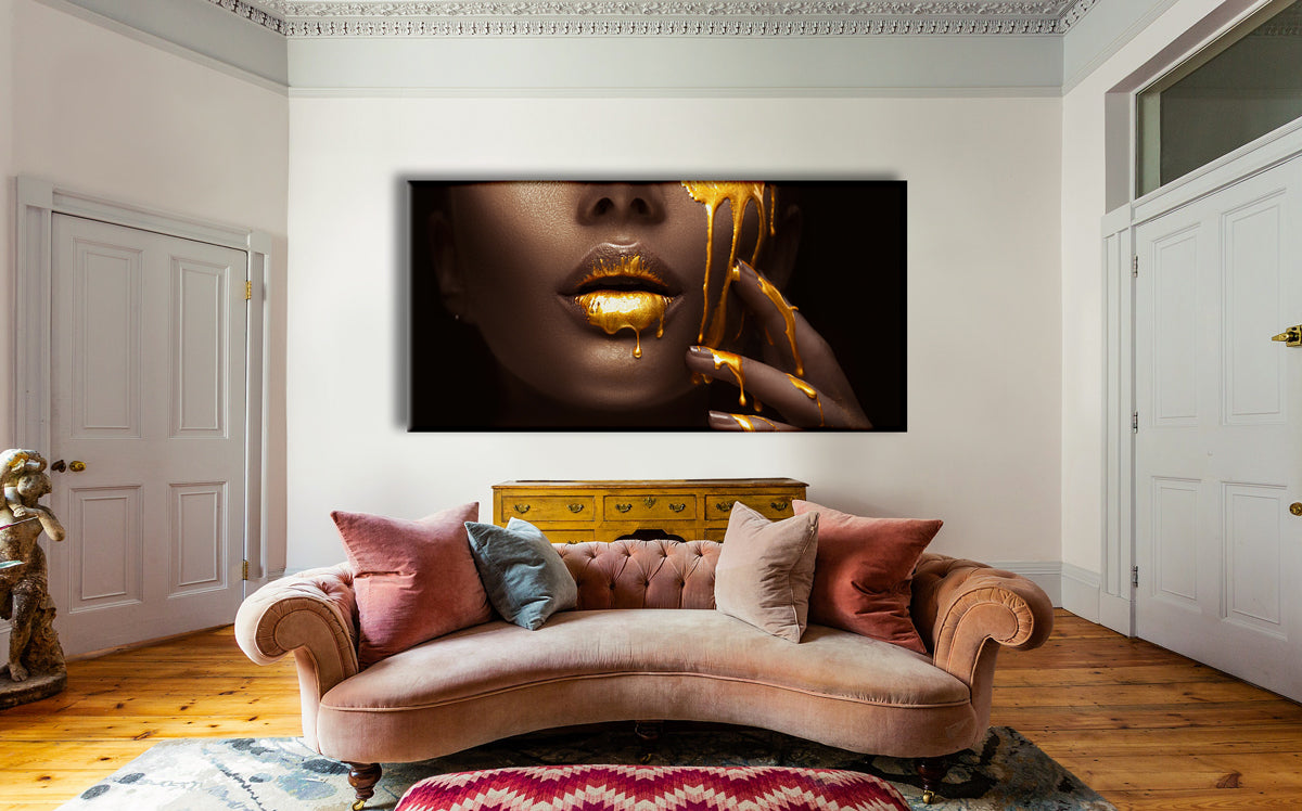 La Bouche -  Quadro Canvas Contemporaneo su telaio in legno Misura: 70x140 cm