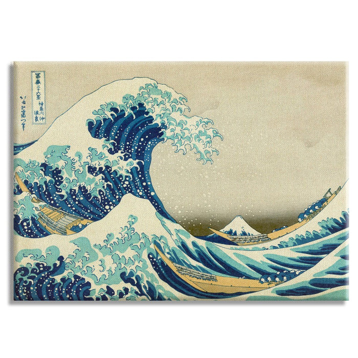 La grande onda di Kanagawa - Quadro Canvas su telaio in legno Misura: 70X50 cm