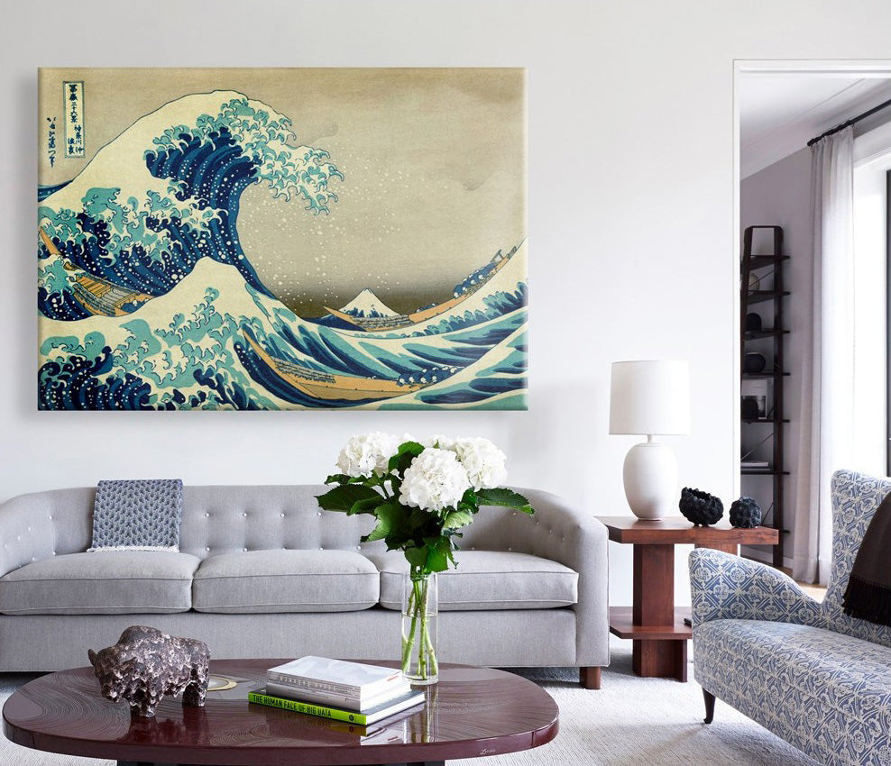 La grande onda di Kanagawa - Quadro Canvas su telaio in legno Misura: 140x100 cm