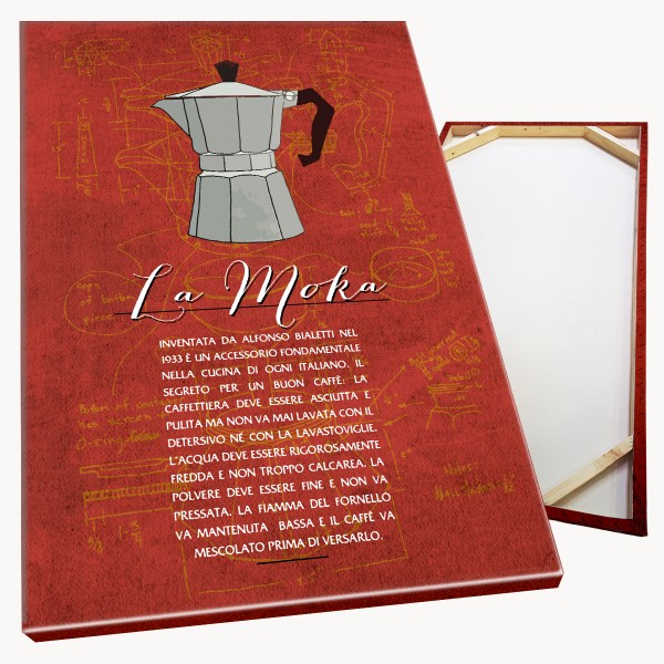 LA MOKA - Made in Italy - Quadro stampato su Canvas e montato su telaio in legno Misura: 50x70 cm