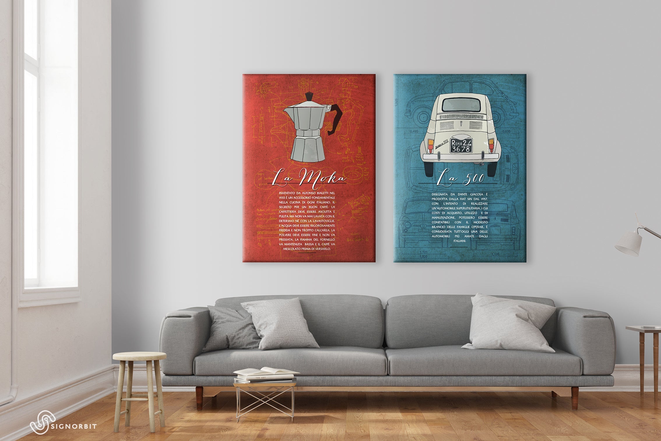 LA MOKA - Made in Italy - Quadro stampato su Canvas e montato su telaio in legno Misura: 70x100 cm