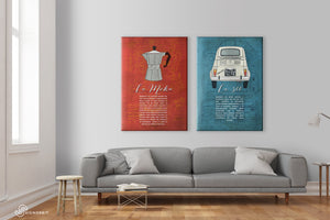 LA MOKA - Made in Italy - Quadro stampato su Canvas e montato su telaio in legno Misura: 50x70 cm