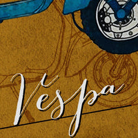 LA VESPA - Made in Italy - Quadro stampato su Canvas e montato su telaio in legno Misura: 50x70 cm