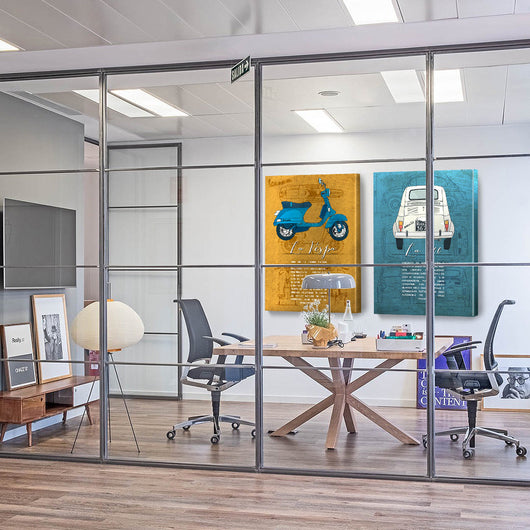 LA VESPA - Made in Italy - Quadro stampato su Canvas e montato su telaio in legno Misura: 100x140 cm