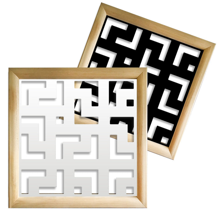 LABYRINTH L - Moduli Decorativi in Legno e PVC Misura: 48x48 cm, Colore: bianco