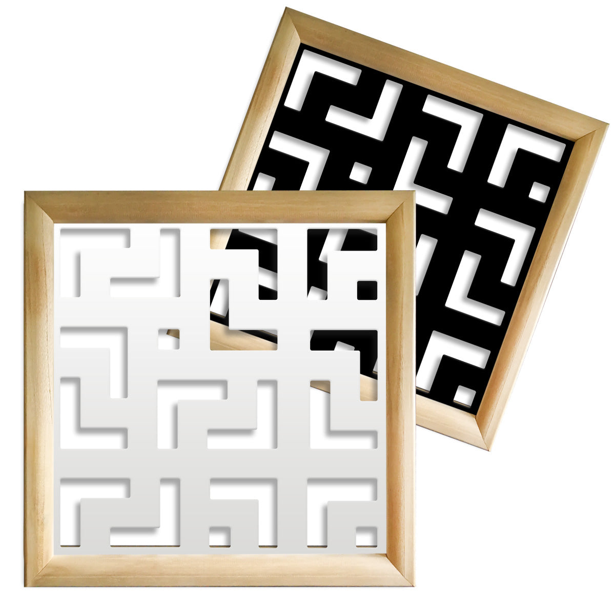 LABYRINTH L - Moduli Decorativi in Legno e PVC Misura: 48x48 cm, Colore: nero