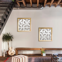 LABYRINTH L - Moduli Decorativi in Legno e PVC Colore: bianco, Misura: 98x98 cm