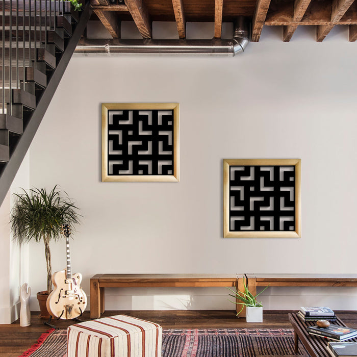 LABYRINTH L - Moduli Decorativi in Legno e PVC Colore: nero, Misura: 98x98 cm