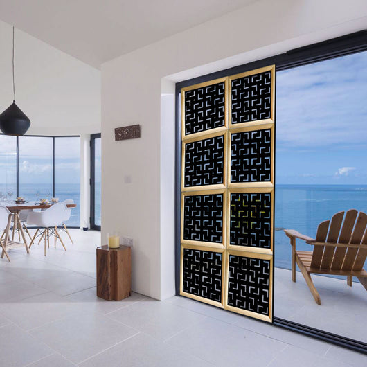 LABYRINTH M - Moduli Decorativi in Legno e PVC Misura: 98x98 cm, Colore: nero