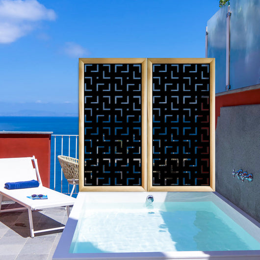 LABYRINTH M - Moduli Decorativi in Legno e PVC Misura: 73x148 cm, Colore: nero