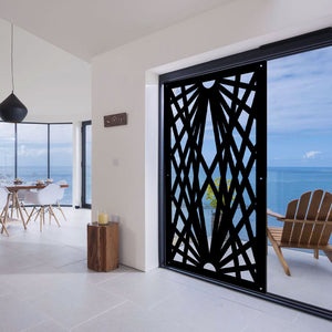 LASER - Pannello in PVC traforato - Parasole Misura: 98x198 cm, Colore: nero