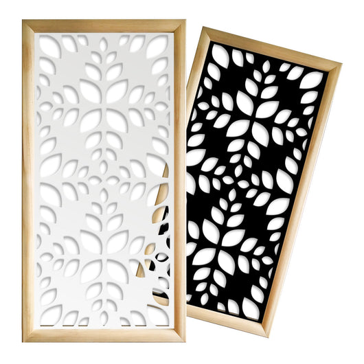 LEAVES  - Moduli Decorativi in Legno e PVC Colore: nero, Misura: 47x94 cm