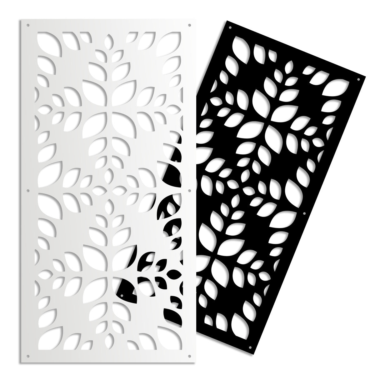 LEAVES - Pannello in PVC traforato - Parasole Misura: 47x94 cm, Colore: nero