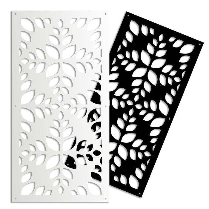LEAVES - Pannello in PVC traforato - Parasole Misura: 47x94 cm, Colore: nero