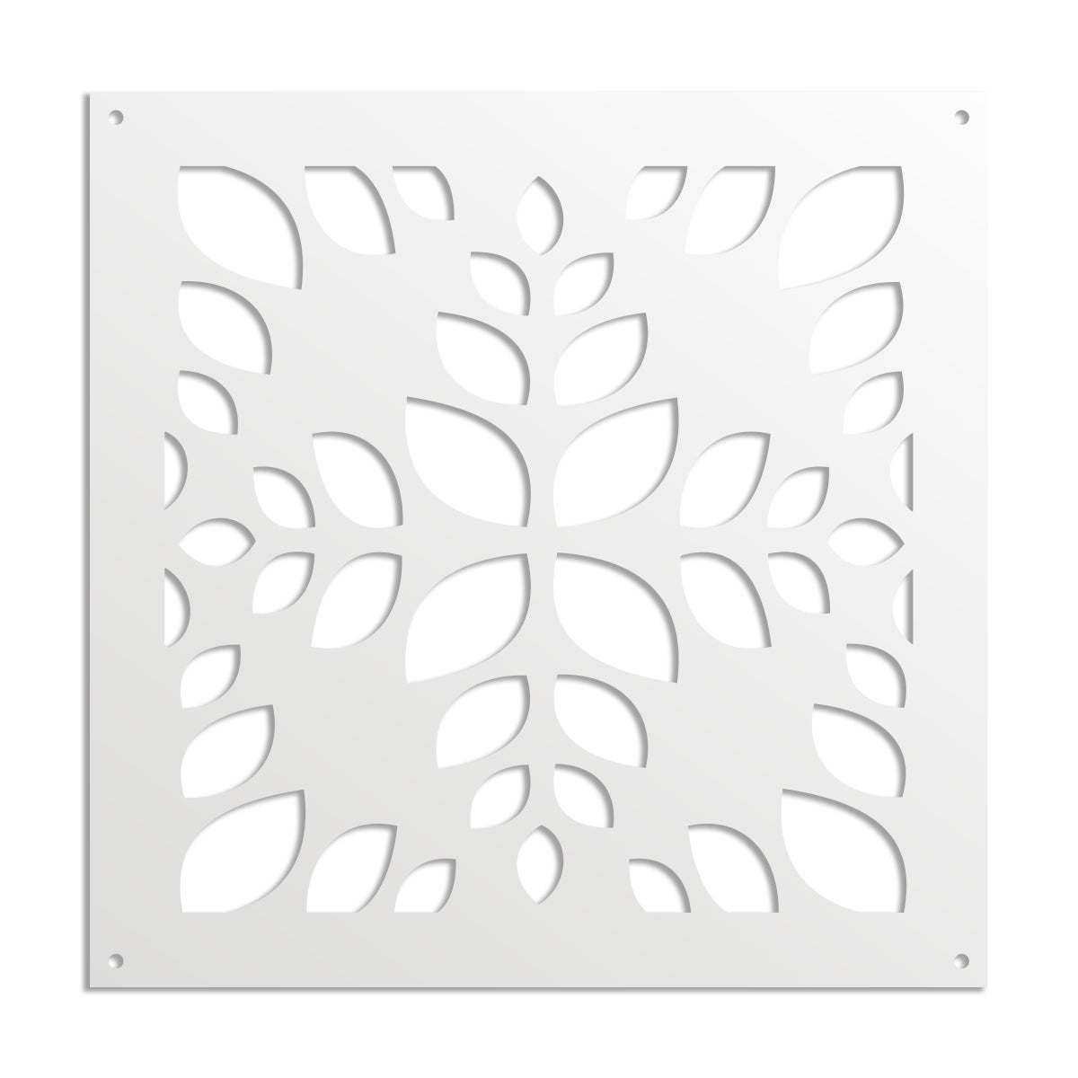 LEAVES - Pannello in PVC traforato - Parasole Misura: 48x48 cm, Colore: bianco