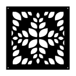 LEAVES - Pannello in PVC traforato - Parasole Misura: 73x73 cm, Colore: nero