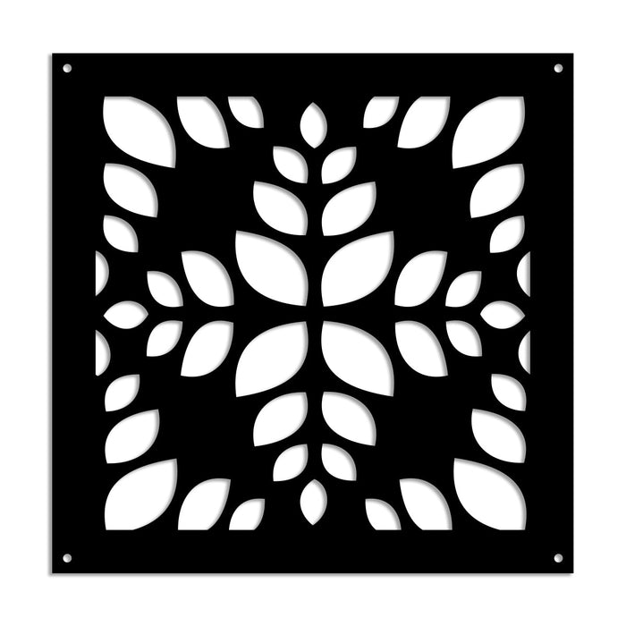 LEAVES - Pannello in PVC traforato - Parasole Misura: 73x73 cm, Colore: nero