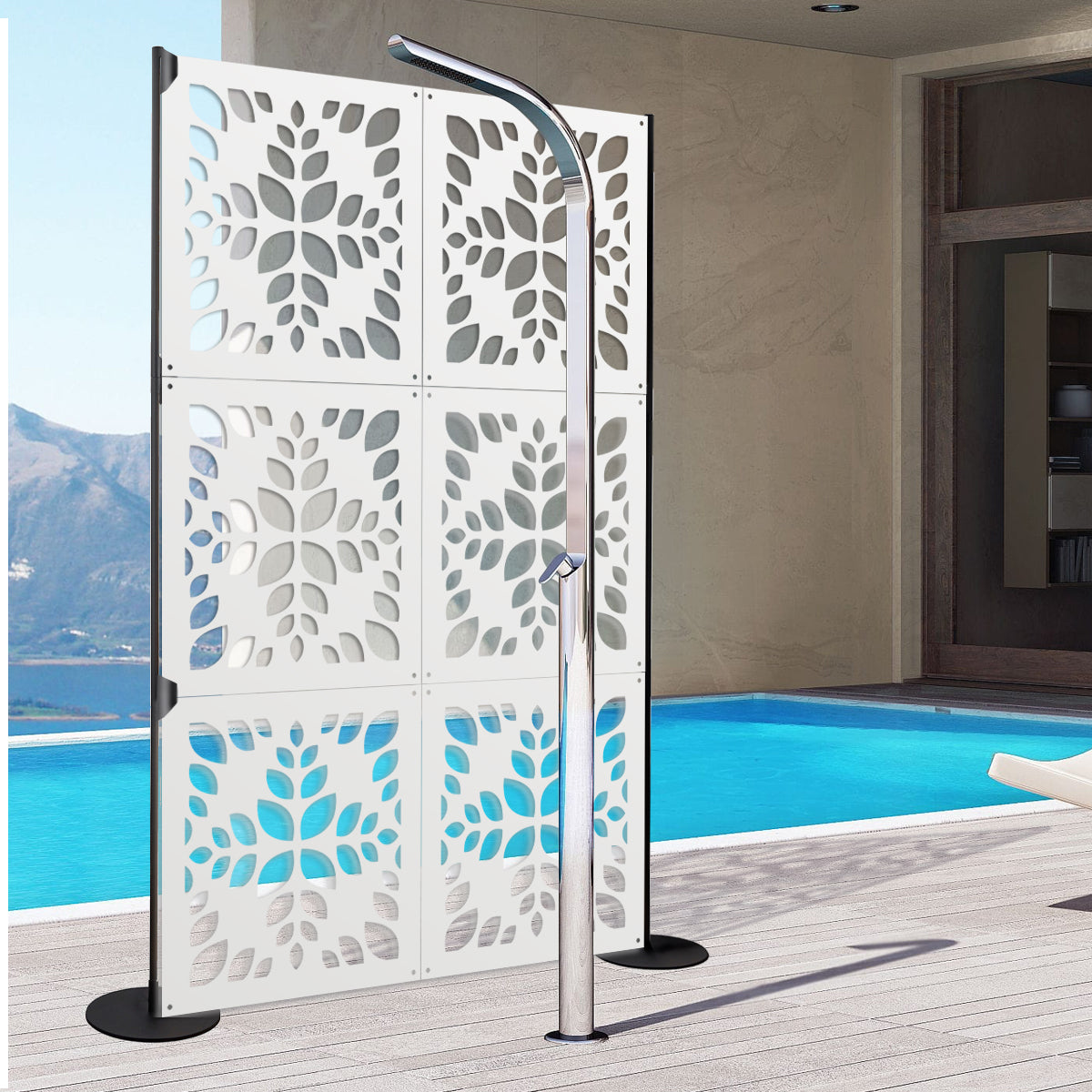 LEAVES - Pannello in PVC traforato - Parasole Misura: 48x48 cm, Colore: bianco