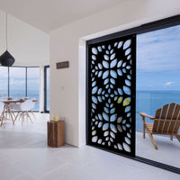 LEAVES - Pannello in PVC traforato - Parasole Misura: 47x94 cm, Colore: nero