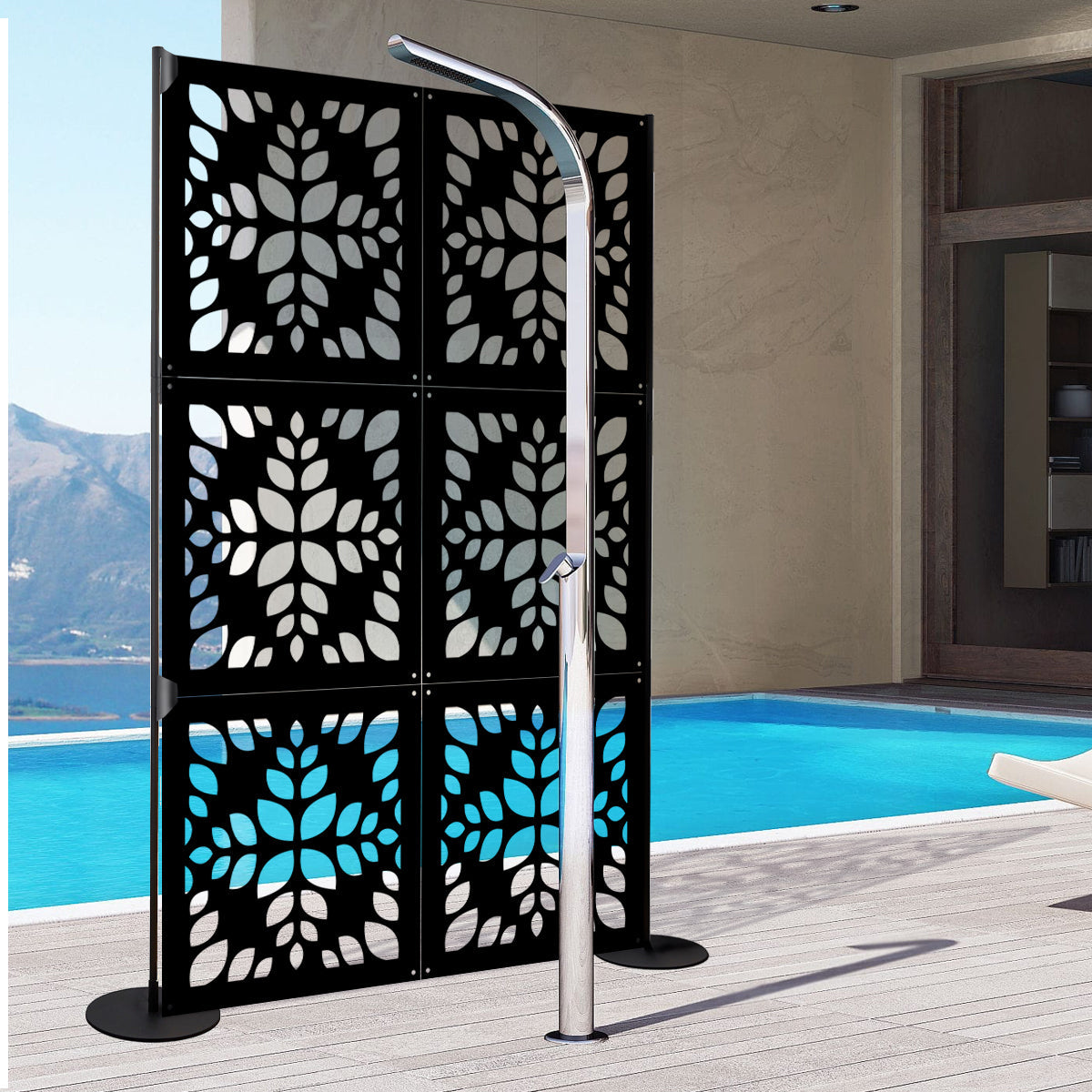 LEAVES - Pannello in PVC traforato - Parasole Misura: 73x73 cm, Colore: nero