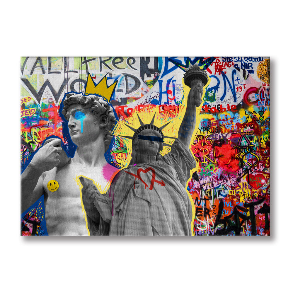 Libertygrunge -  Quadro Canvas Contemporaneo su telaio in legno Misura: 70x100 cm