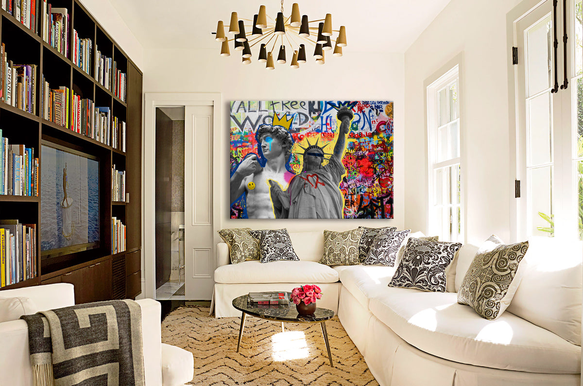 Libertygrunge -  Quadro Canvas Contemporaneo su telaio in legno Misura: 70x100 cm