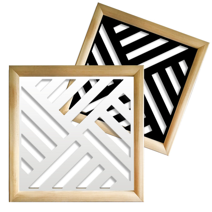 LINEAR MILL - Moduli Decorativi in Legno e PVC Misura: 48x48 cm, Colore: nero